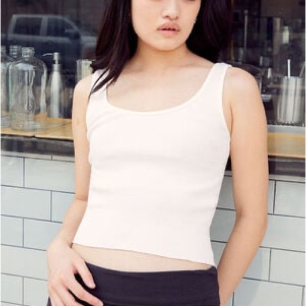 John Galt White Sheena Cropped Tank Top